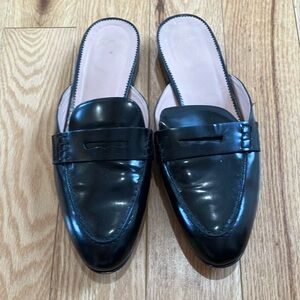 J. Crew Black Patent Leather Mules Loafers